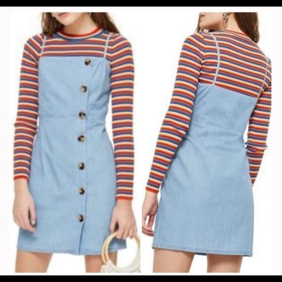 Topshop Dresses & Skirts - Topshop Moto Horn Button Denim Dress 12